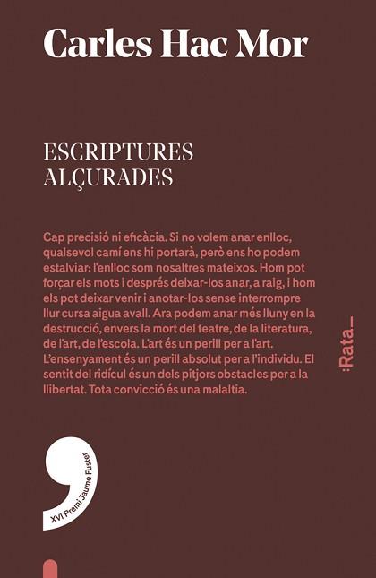 ESCRIPTURES ALÇURADES | 9788416738007 | HAC MOR, CARLES | Llibreria Aqualata | Comprar llibres en català i castellà online | Comprar llibres Igualada