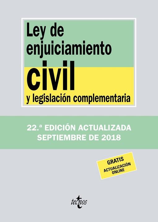 LEY DE ENJUICIAMIENTO CIVIL Y LEGISLACIÓN COMPLEMENTARIA - EDICIÓN 2018 | 9788430975068 | EDITORIAL TECNOS | Llibreria Aqualata | Comprar llibres en català i castellà online | Comprar llibres Igualada