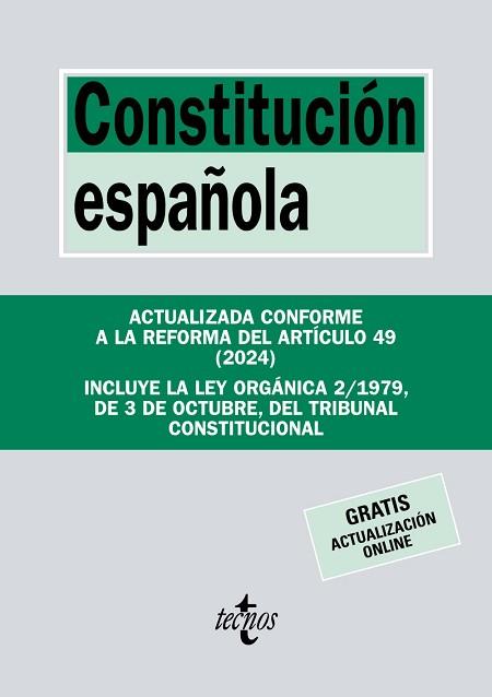 CONSTITUCIÓN ESPAÑOLA. EDICIÓN 2024 | 9788430990399 | EDITORIAL TECNOS | Llibreria Aqualata | Comprar llibres en català i castellà online | Comprar llibres Igualada