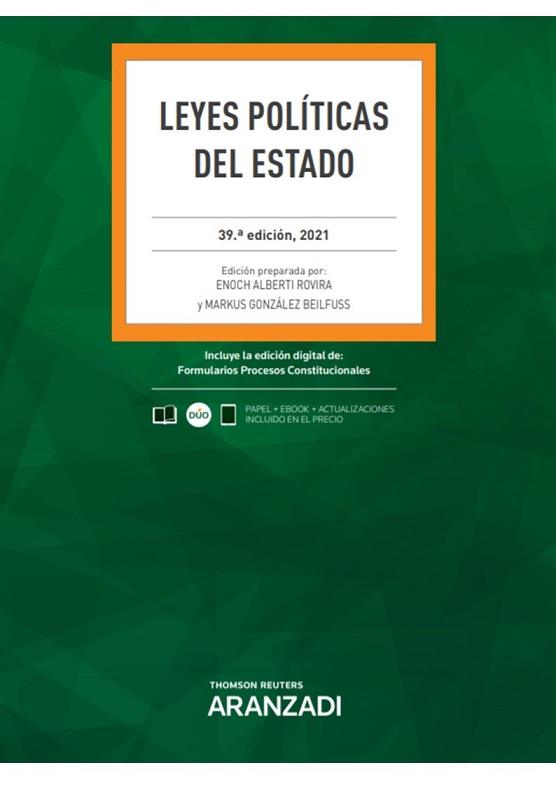 LEYES POLÍTICAS DEL ESTADO (PAPEL + E-BOOK) | 9788413905716 | ALBERTI ROVIRA, ENOCH / GONZÁLEZ BEILFUSS, MARKUS | Llibreria Aqualata | Comprar libros en catalán y castellano online | Comprar libros Igualada