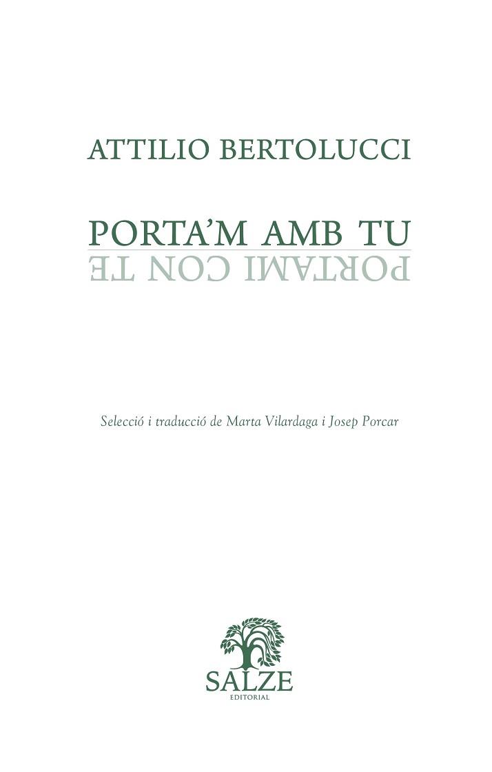 PORTA’M AMB TU | 9788409270361 | BERTOLUCCI, ATTILIO | Llibreria Aqualata | Comprar llibres en català i castellà online | Comprar llibres Igualada