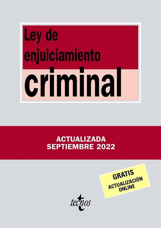 LEY DE ENJUICIAMIENTO CRIMINAL | 9788430985685 | EDITORIAL TECNOS | Llibreria Aqualata | Comprar llibres en català i castellà online | Comprar llibres Igualada