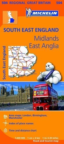 MAPA REGIONAL SOUTH EAST ENGLAND, THE MIDLANDS, EAST ANGLIA (REGIONAL 504) | 9782067183346 | VARIOS AUTORES | Llibreria Aqualata | Comprar libros en catalán y castellano online | Comprar libros Igualada