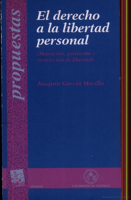 DERECHO A LA LIBERTAD PERSONAL | 9788437023090 | GARCIA MORILLO, JOAQUIM | Llibreria Aqualata | Comprar libros en catalán y castellano online | Comprar libros Igualada