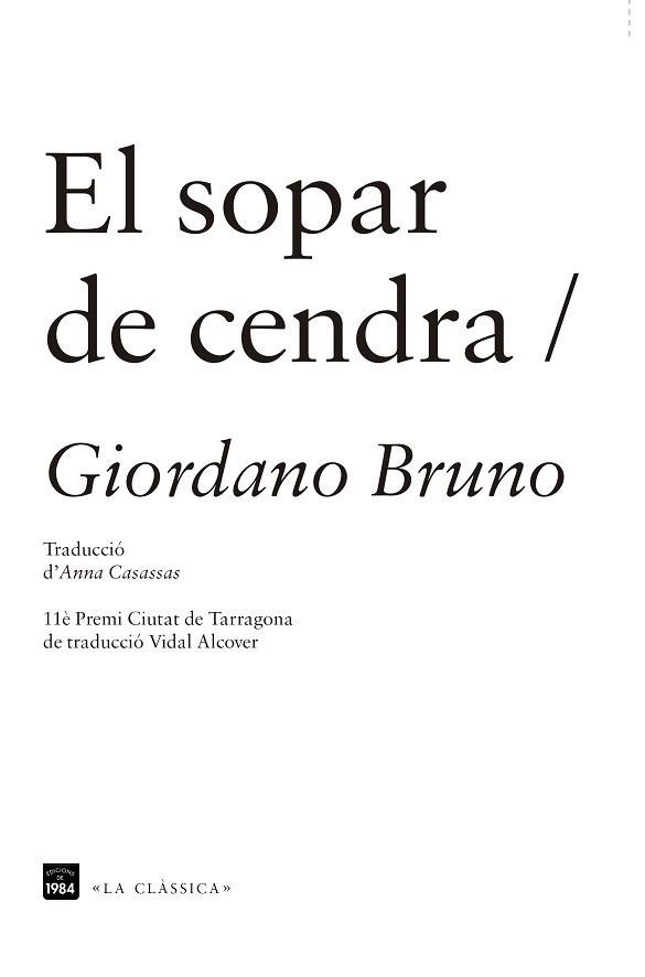 SOPAR DE CENDRA, EL | 9788415835288 | BRUNO, GIORDANO | Llibreria Aqualata | Comprar llibres en català i castellà online | Comprar llibres Igualada