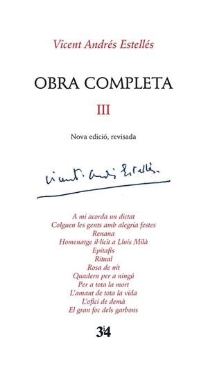OBRA COMPLETA III. (NOVA EDIC) | 9788416789016 | ANDRÉS ESTELLÉS, VINCENT | Llibreria Aqualata | Comprar libros en catalán y castellano online | Comprar libros Igualada