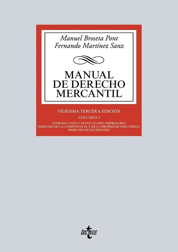 MANUAL DE DERECHO MERCANTIL VOL I | 9788430969869 | BROSETA PONT, MANUEL/MARTÍNEZ SANZ, FERNANDO | Llibreria Aqualata | Comprar libros en catalán y castellano online | Comprar libros Igualada