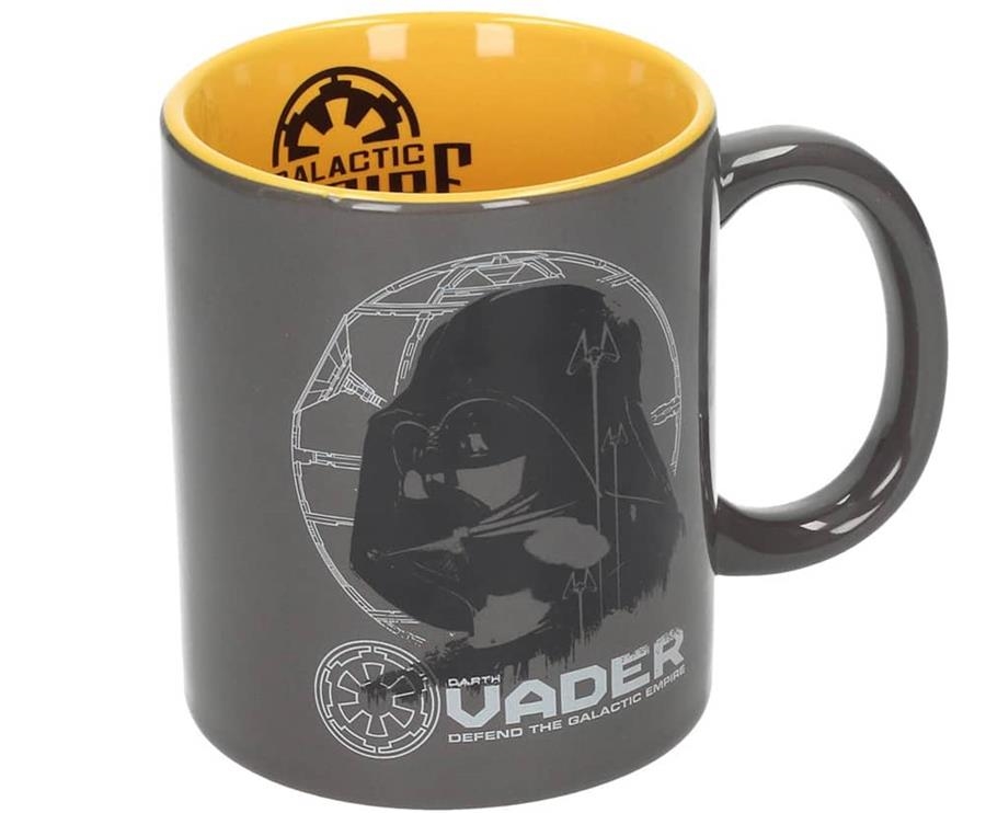 TAZA STAR WARS DARTH VADER GRIS-AMARILLA CERAMICA | 8436535275682 | Llibreria Aqualata | Comprar libros en catalán y castellano online | Comprar libros Igualada