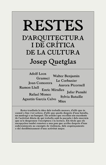 RESTES D'ARQUITECTURA I DE CRÍTICA DE LA CULTURA | 9788494717420 | QUETGLAS RIUSECH, JOSEP | Llibreria Aqualata | Comprar libros en catalán y castellano online | Comprar libros Igualada