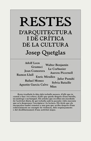 RESTES D'ARQUITECTURA I DE CRÍTICA DE LA CULTURA | 9788494717420 | QUETGLAS RIUSECH, JOSEP | Llibreria Aqualata | Comprar llibres en català i castellà online | Comprar llibres Igualada