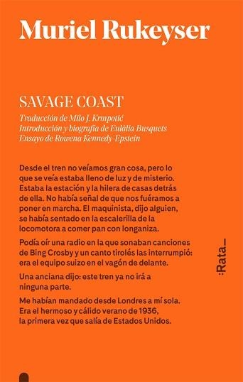 SAVAGE COAST | 9788416738113 | RUKEYSER, MURIEL | Llibreria Aqualata | Comprar libros en catalán y castellano online | Comprar libros Igualada