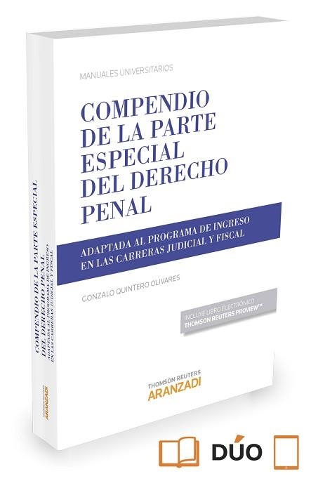 COMPENDIO DE LA PARTE ESPECIAL DEL DERECHO PENAL (PAPEL + E-BOOK) | 9788490999110 | QUINTERO OLIVARES, GONZALO | Llibreria Aqualata | Comprar libros en catalán y castellano online | Comprar libros Igualada