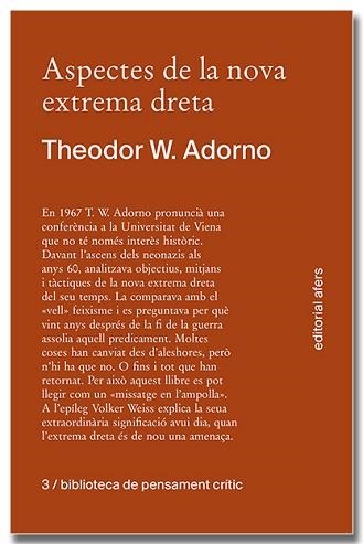 ASPECTES DE LA NOVA EXTREMA DRETA | 9788418618413 | ADORNO, THEODOR W. | Llibreria Aqualata | Comprar libros en catalán y castellano online | Comprar libros Igualada